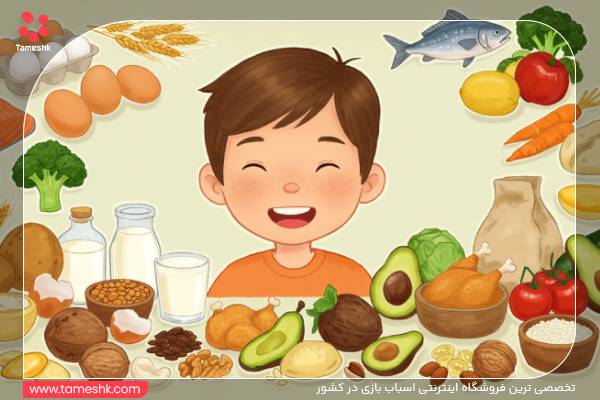 منابع مهم پروتئین در رژیم کودک، لبنیات، آجیل و انواع گوشت.jpg
